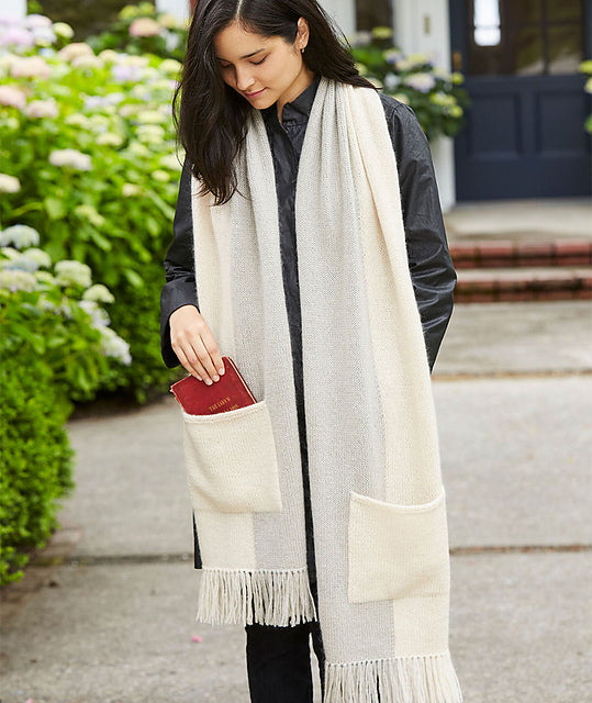 A Churchmouse Yarns and Teas Pattern - Graphic Two-Tone Wrap & Scarf (PDF)