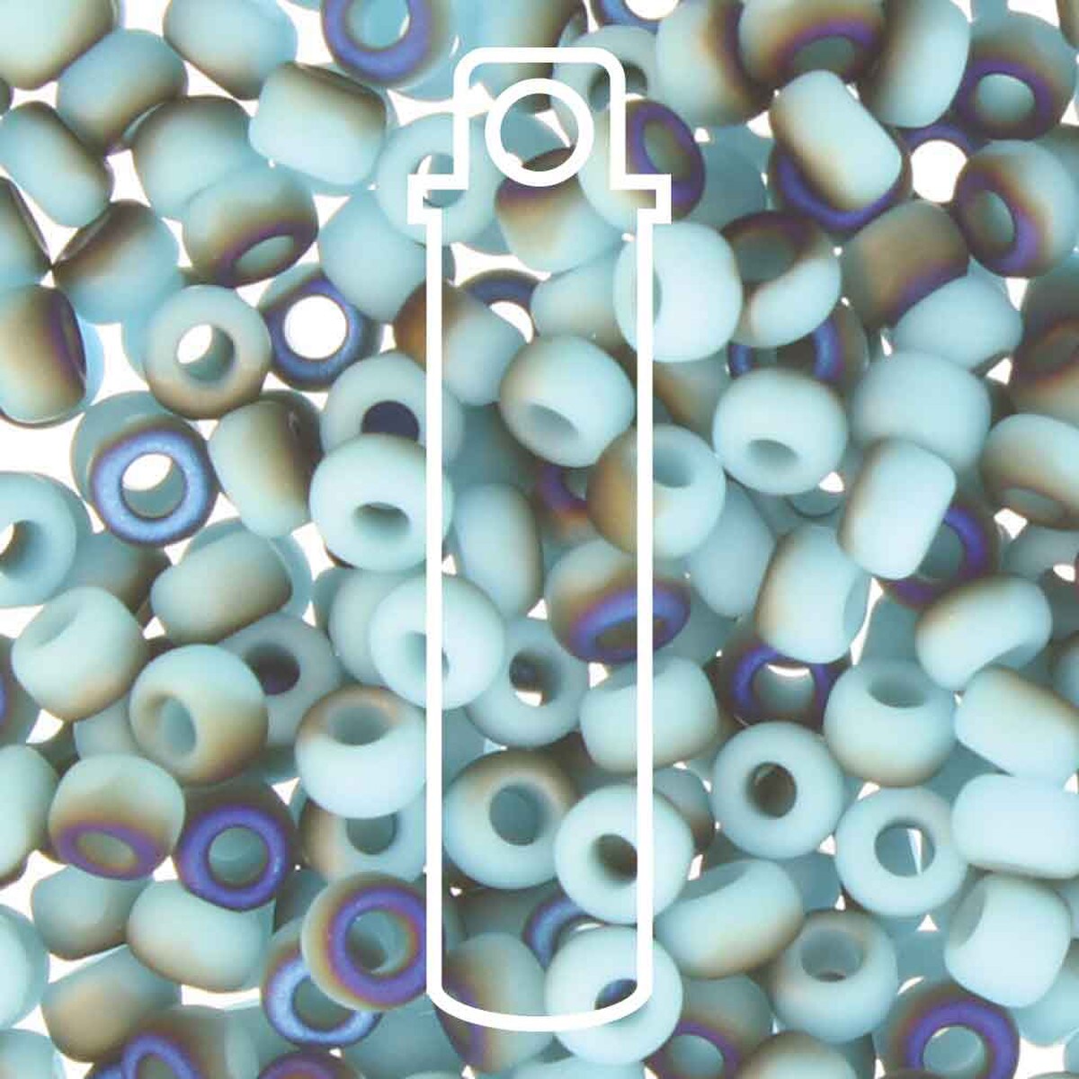 8/0 Czech Seed Beads  - Unions Blue Turquoise Matte (Color #413F-22201) 22 Gram Tube