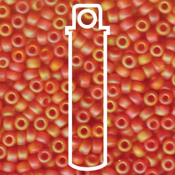 Miyuki Japanese Seed Beads Size 6/0 - Matte Transparent Aurora Borealis Orange (Color #9138FR)