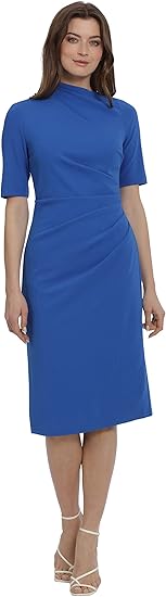 New w/ Tags Maggy London Womens Side Pleat Dress with Asymmetric Neck Size 6