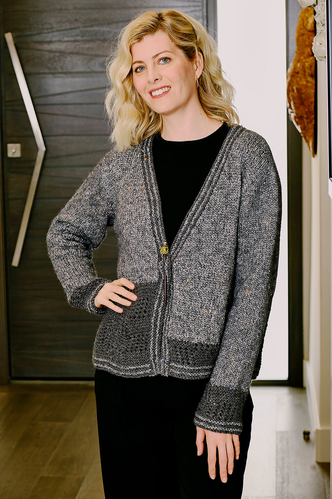 FREE with Purchase of TWO skeins of Trendsetter Vibe or Lana Grossa Cool Merino - #6900B - Opposites Attract Cardigan (PDF)