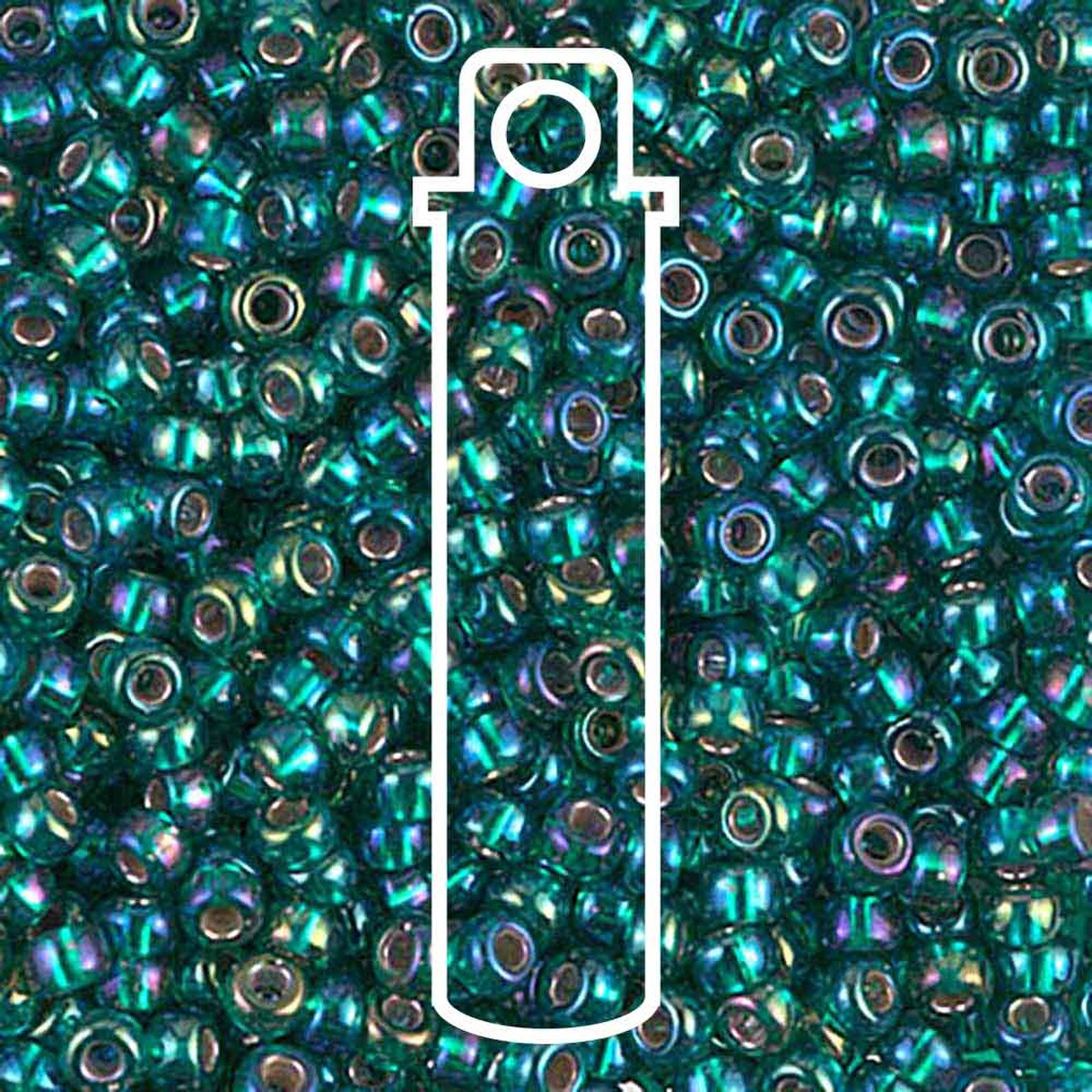 Miyuki Japanese Seed Beads Size 8/0 - Silver Lined Emerald Aurora Borealis (Color #91017)