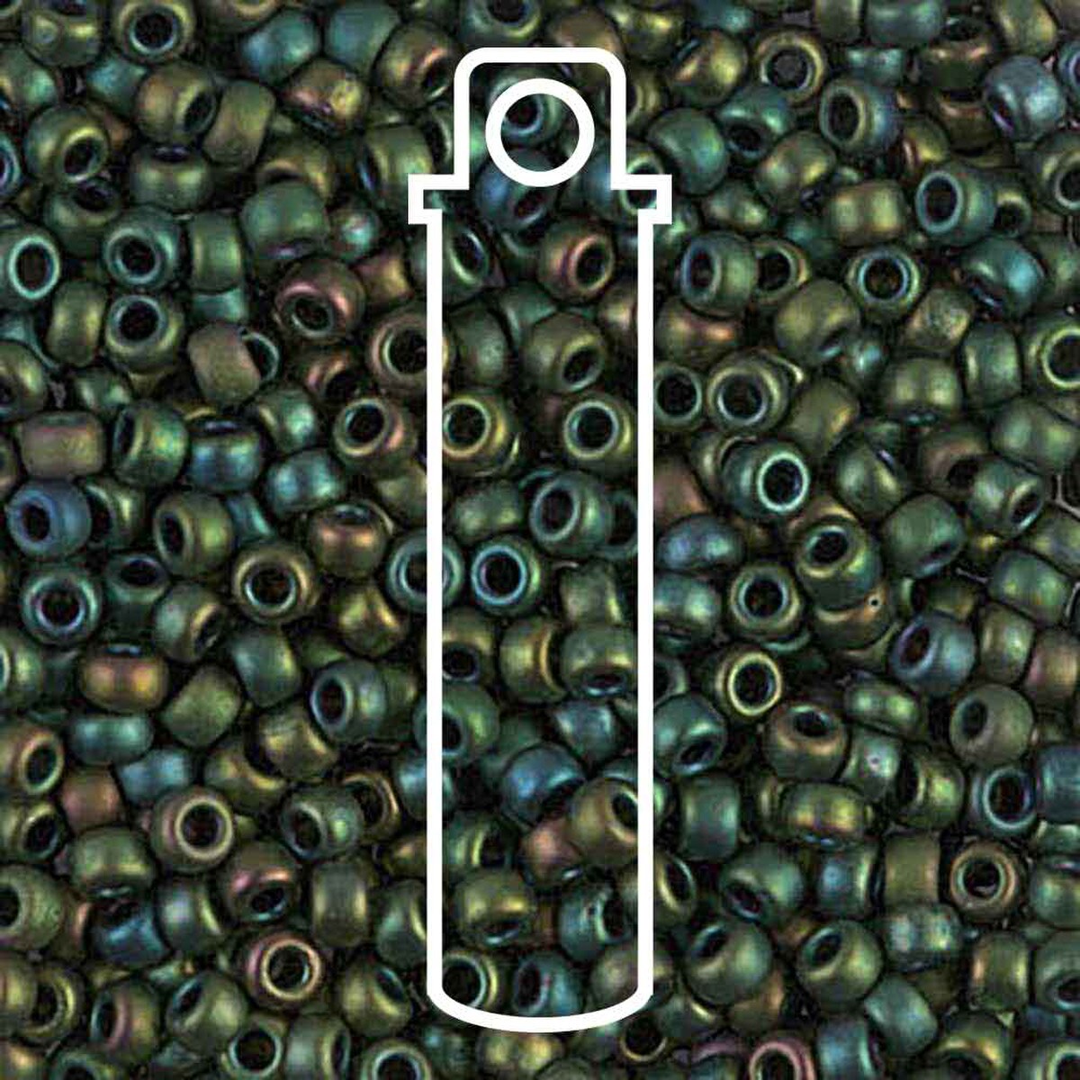 Miyuki Japanese Seed Beads Size 8/0 - Matte Metallic Dark Green Iris (Color #92066) 22 Gram Tube