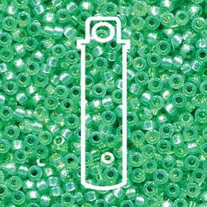 Miyuki Japanese Seed Beads Size 8/0 - Duracoat Silver Lined Dyed Mint Green (8-94240-TB)