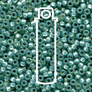 Miyuki Japanese Seed Beads Size 8/0 - Duracoat Silver Lined Dyed Dark Mint (Color #94241)