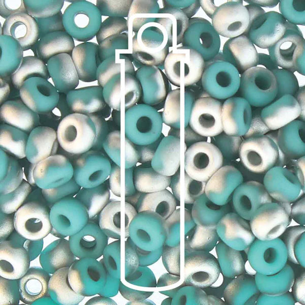 8/0 Czech Seed Beads  - Unions Green Turquoise Matte Labrador (Color #412-27001) 22 Gram Tube