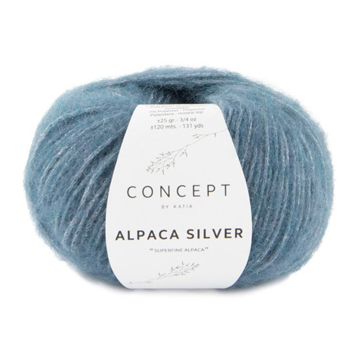 Katia Concept Alpaca Silver - Blue Silver (Color #277) Knitting and Crochet yarn on sale at Little Knits