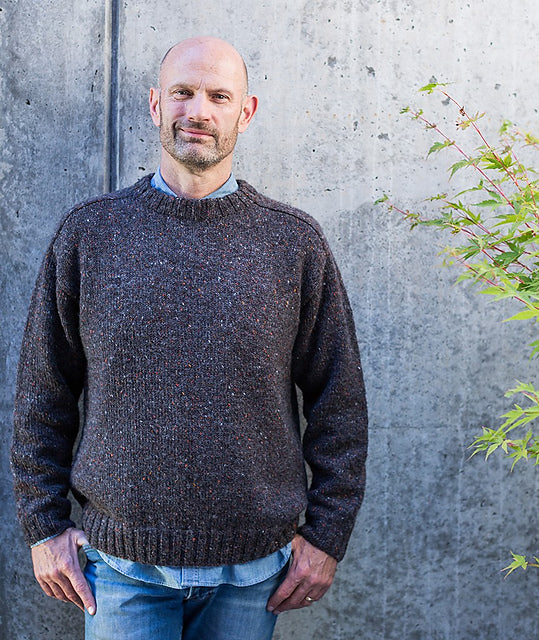 A Churchmouse Yarns and Teas Pattern - Saddle Shoulder Men's Pullover (PDF) Knitting Pattern on sale at Little Knits