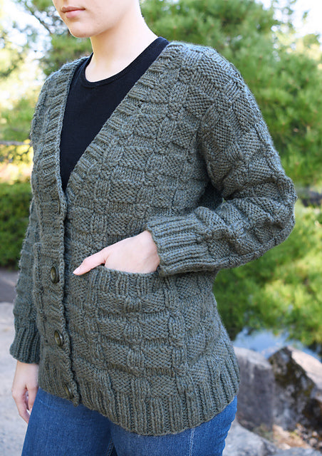 A FREE Cascade 220 Grande Pattern - Textured Cardigan with Patch Pockets (PDF)