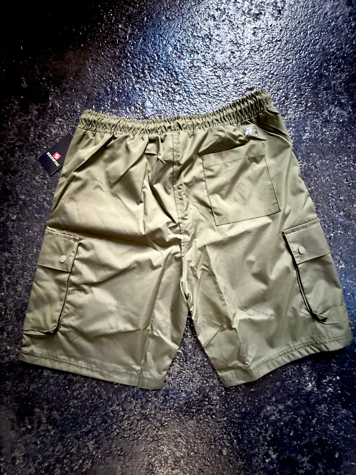 TWO PAIRS of Southpole Basic Tech Woven Nylon Cargo Shorts Men, XL, Olive