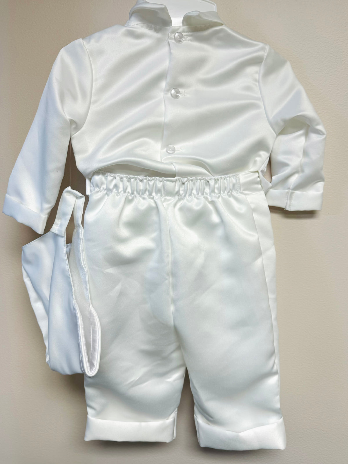 New, Baby Boy Pants, Striped Vest w/ Tie & Hat Christening Outfit - Small Marks Back of Left Sleeve