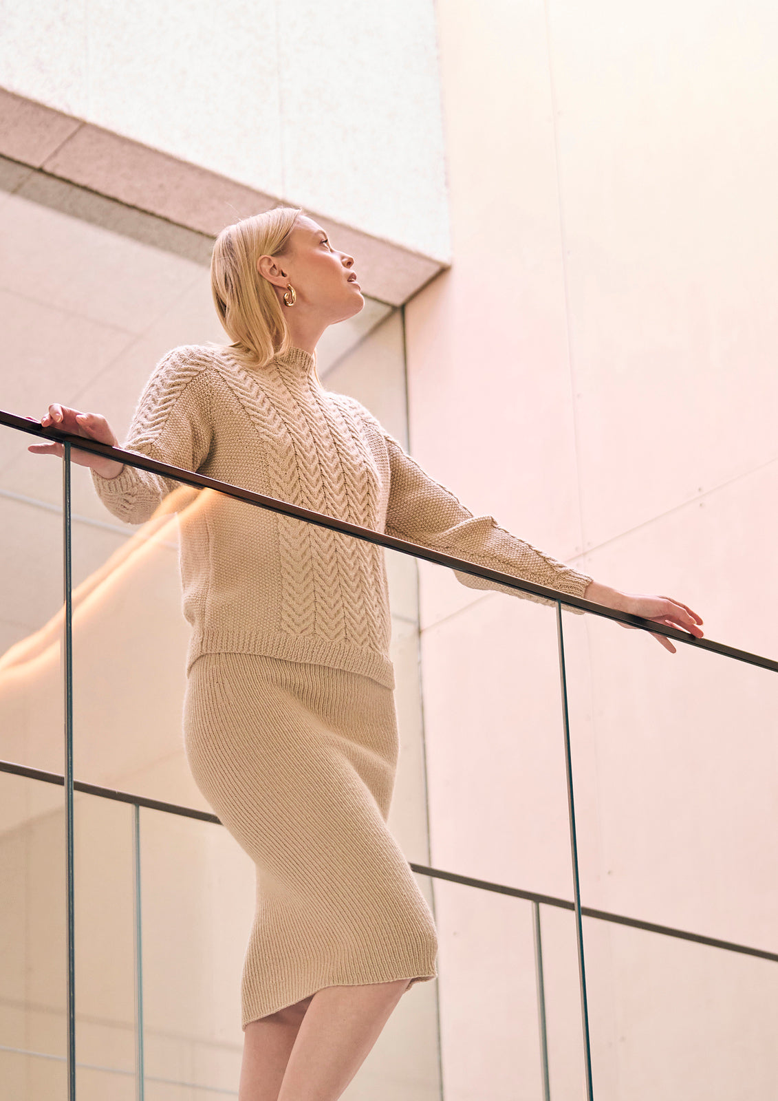 A Mode at Rowan Alpaca Wool Pattern - Holme Cabled Sweater + Sandringham Skirt (PDF)