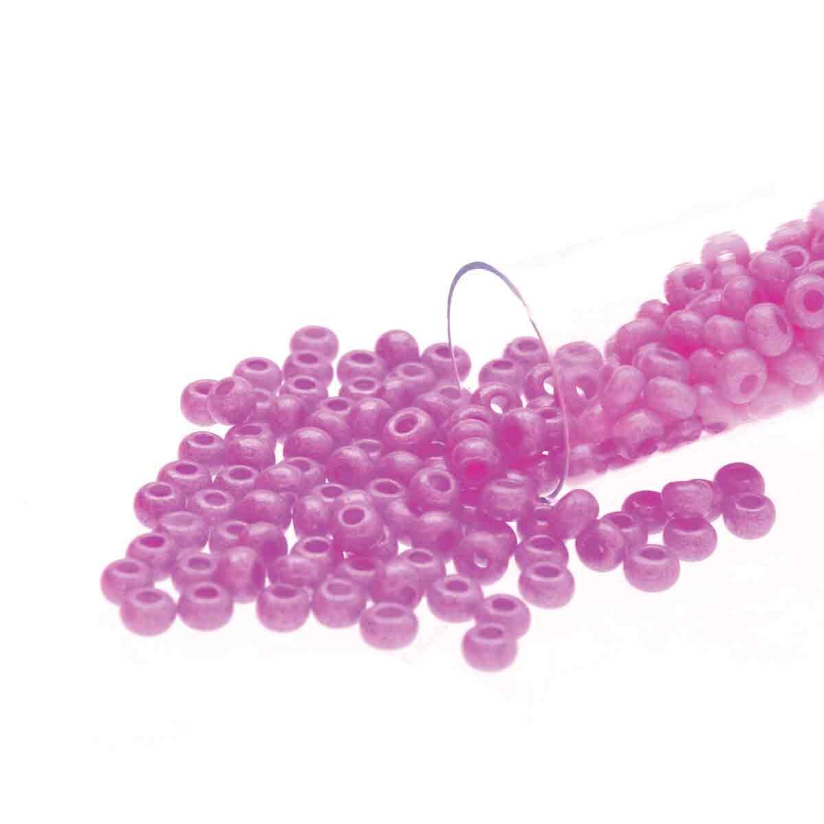 6/0 Czech Seed Beads  - Opaque Dyed Pink (Color #16177) 20 Gram Tube