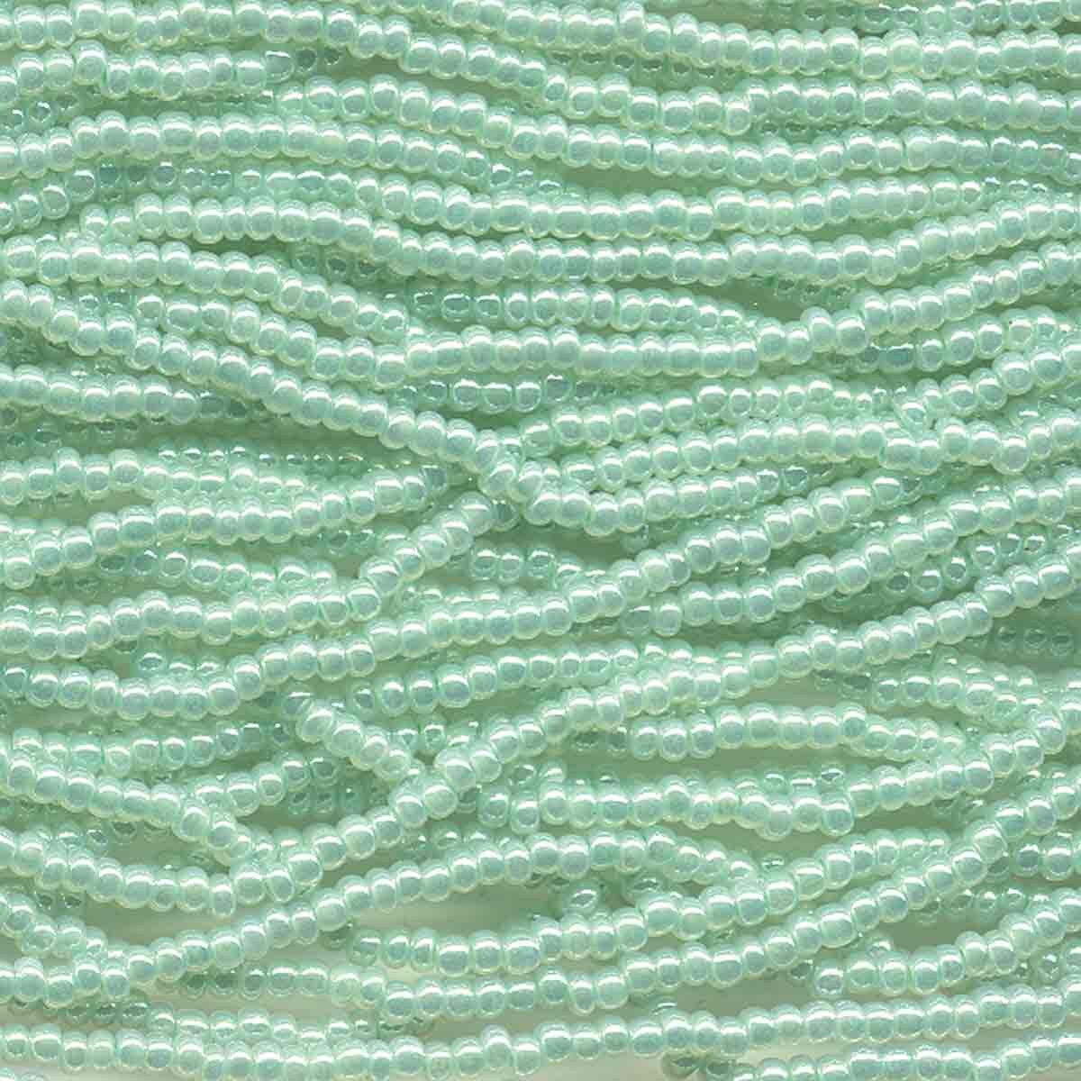 6/0 Czech Seed Beads - Lt. Green Ceylon (Color #37154) - 6 String Hanks, 66 Grams