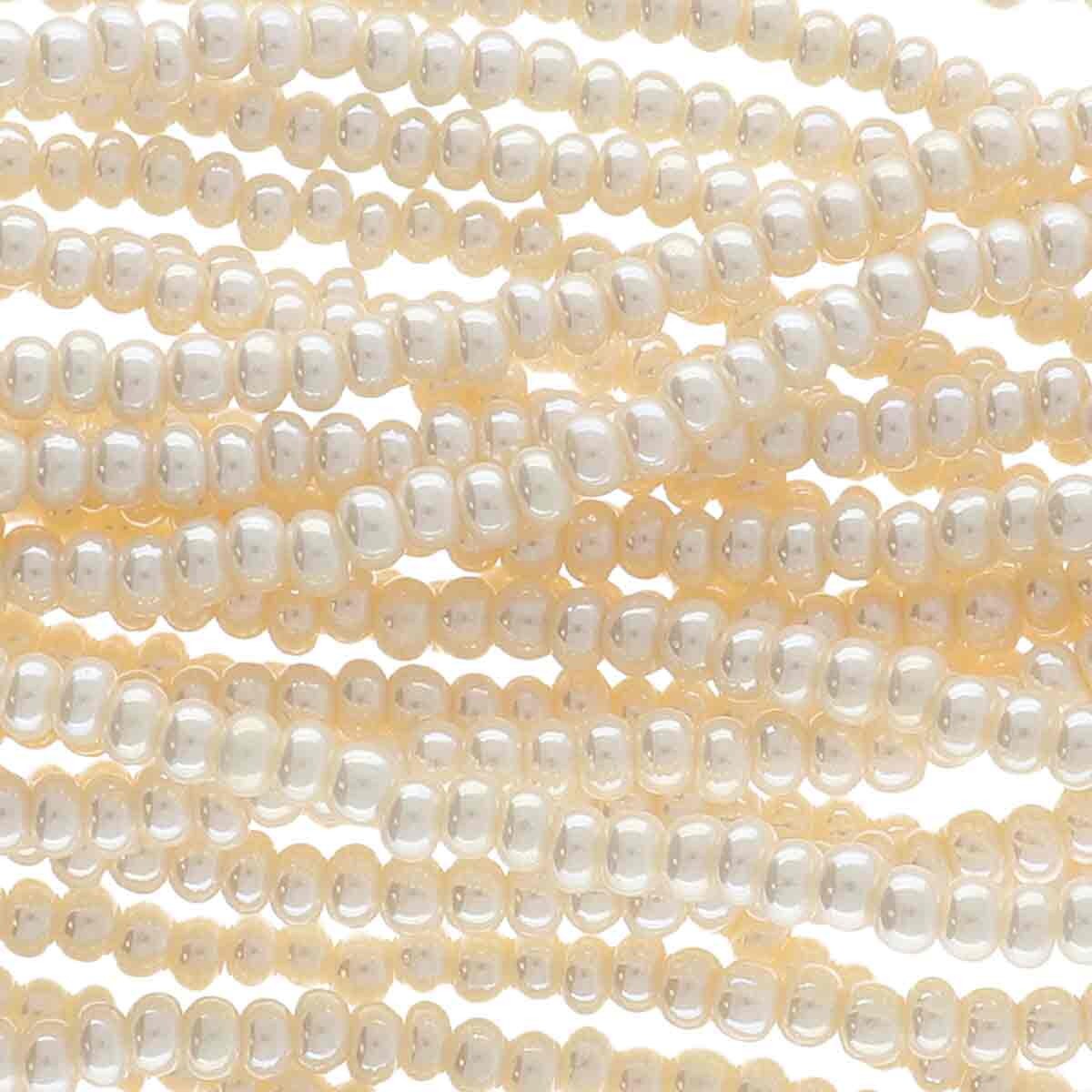 6/0 Preciosa Czech Seed Beads - Light Eggshell (Color #46113) - 6 String Hanks, 79 Grams