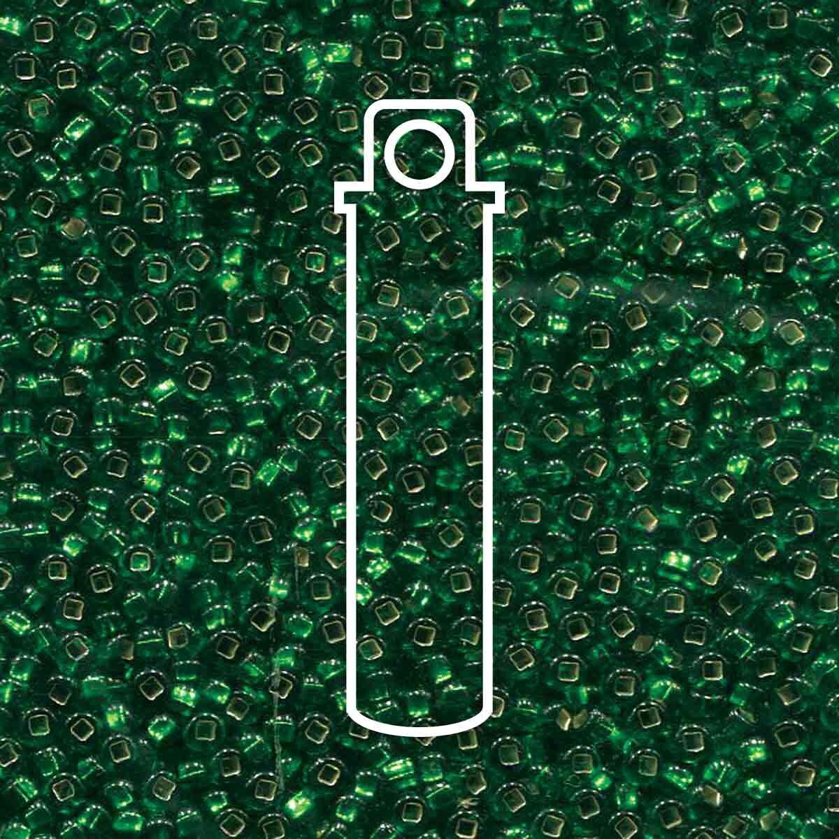 6/0 Czech Seed Beads  - Silver Lined Emerald (Color #57060) 20 Gram Tube