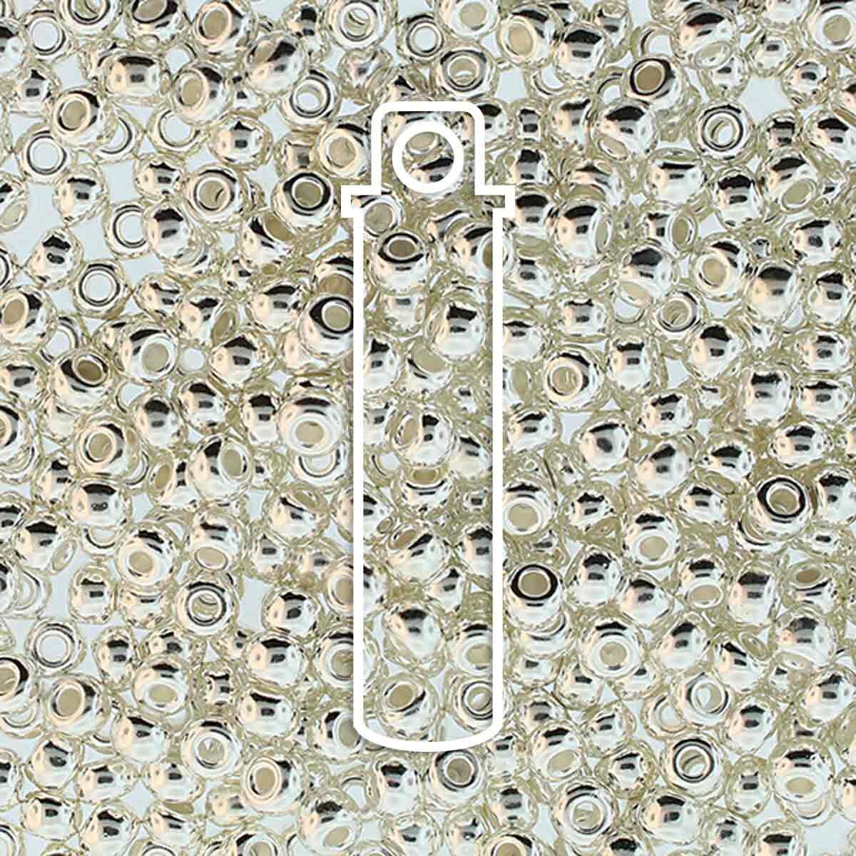6/0 Czech Seed Beads - Fine Sliver Brush Plate APX (Color #600030-31000) 9.3 Gram Tube