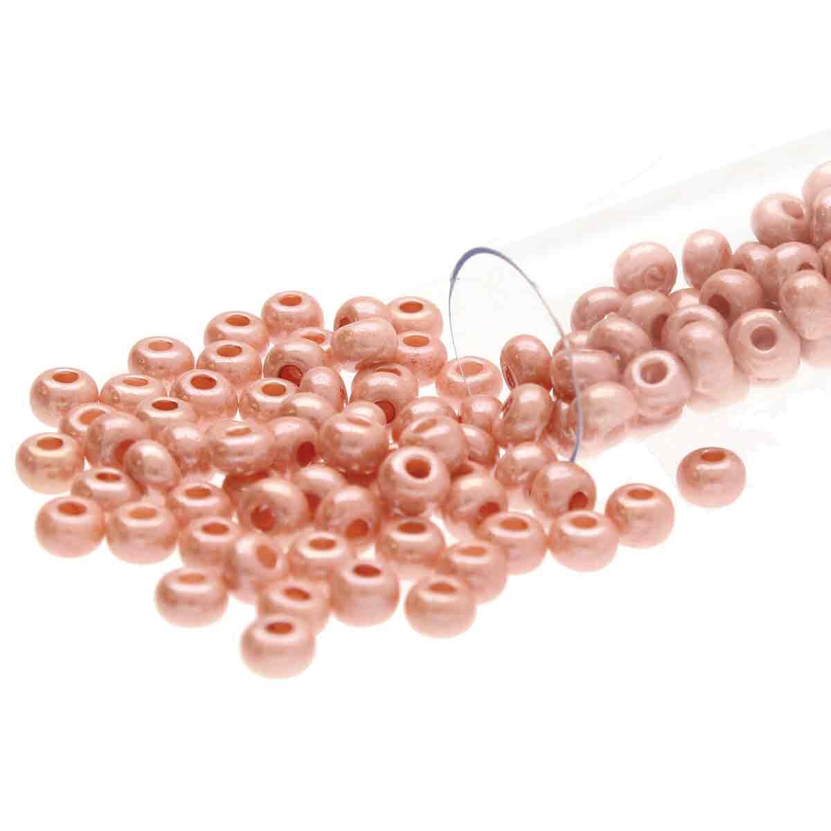 8/0 Czech Seed Beads - Pink Opaque Luster (Color #07631) 22 Gram Tube