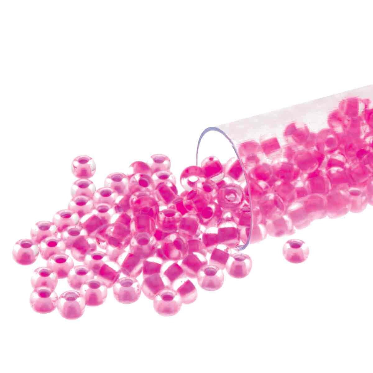 8/0 Czech Seed Beads - Crystal Neon Pink (Color #08777) 22 Gram Tube