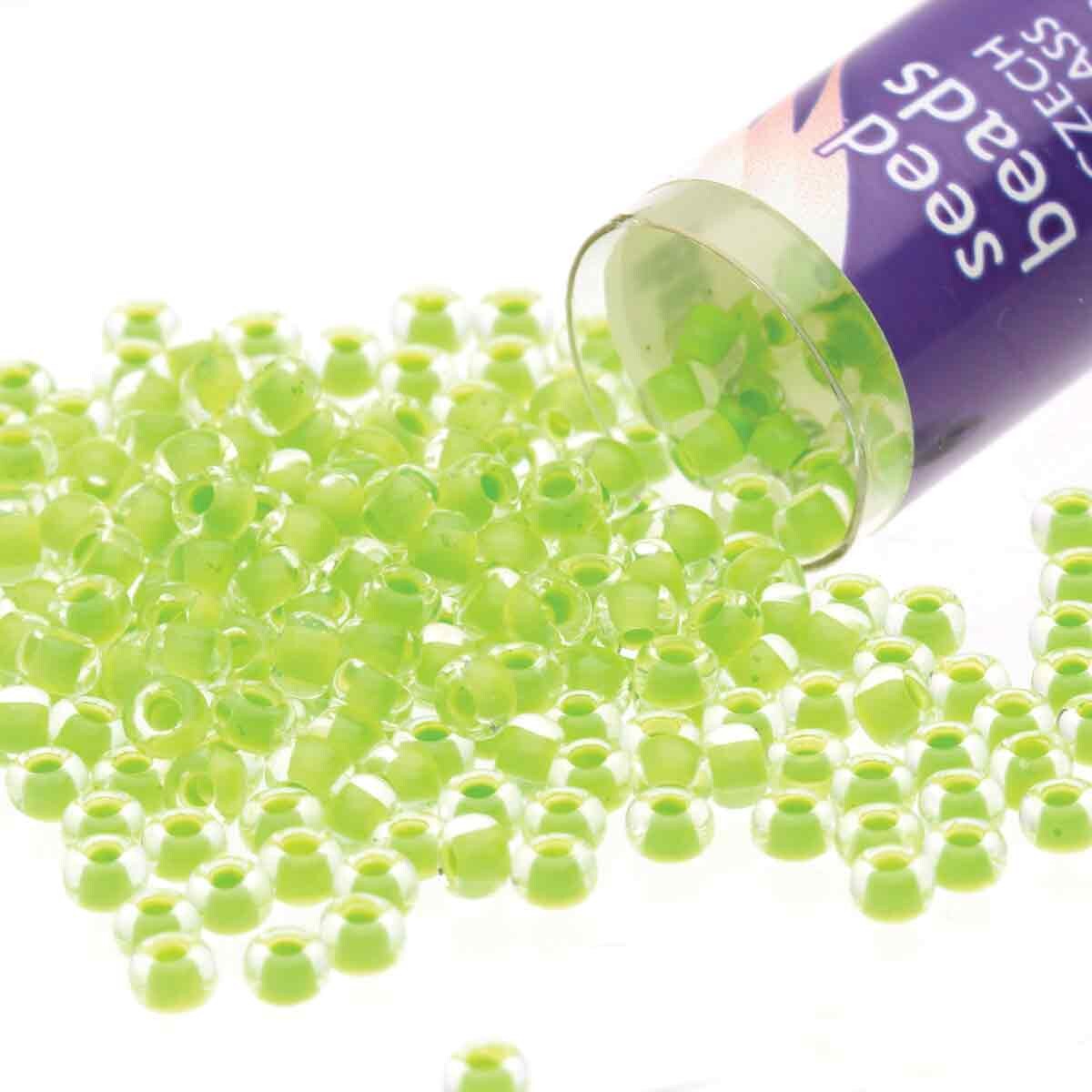 8/0 Czech Seed Beads - Terra Intensive Lime Green (Color #08A54) 22 Gram Tube