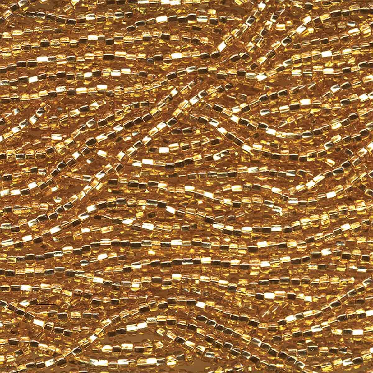 8/0 Preciosa Czech Seed Beads - Gold Silver Lined (Color #17050) - 6 String Hanks, 35.5 Grams