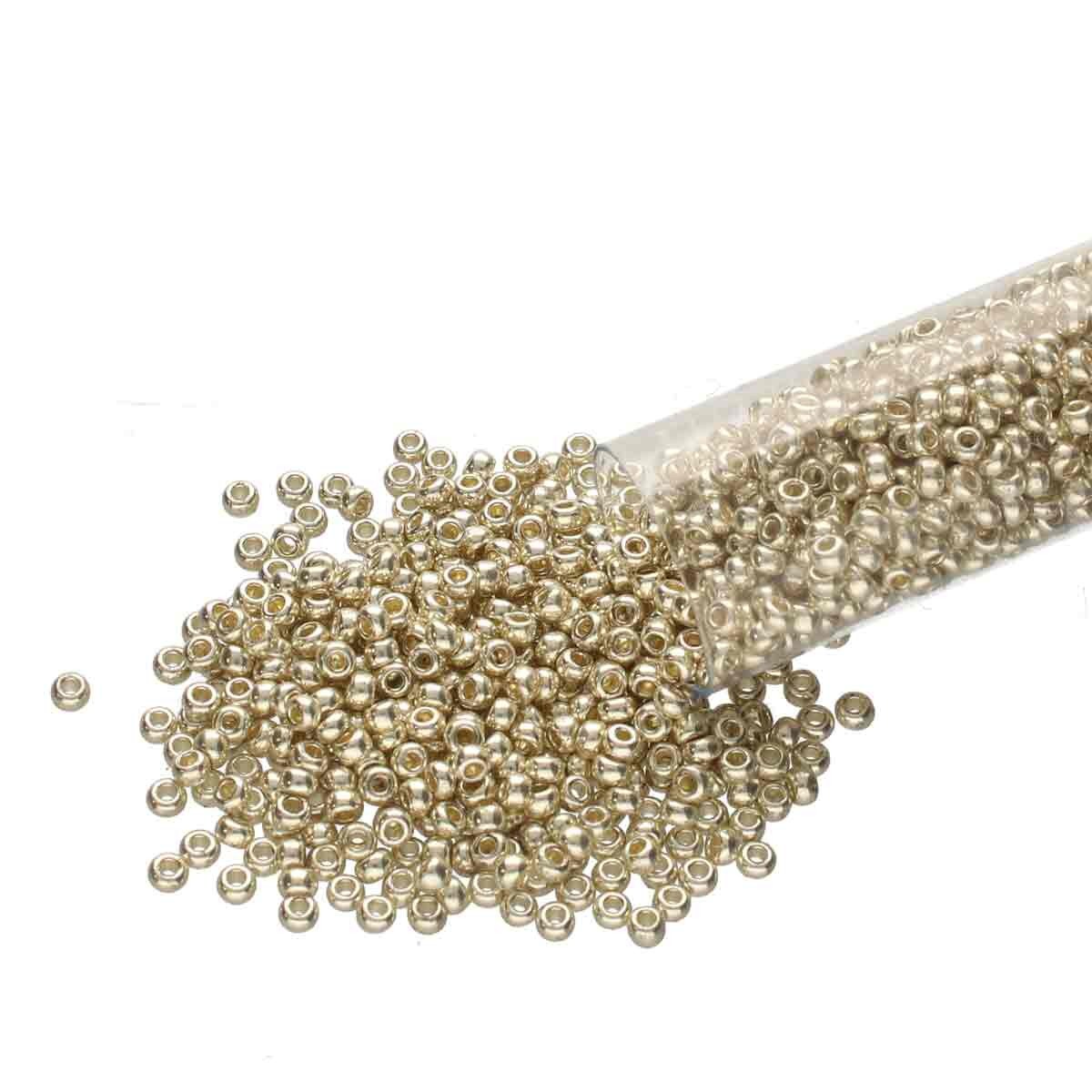 8/0 Czech Seed Beads - Silver Metallic (Color #18303) 22 Gram Tube