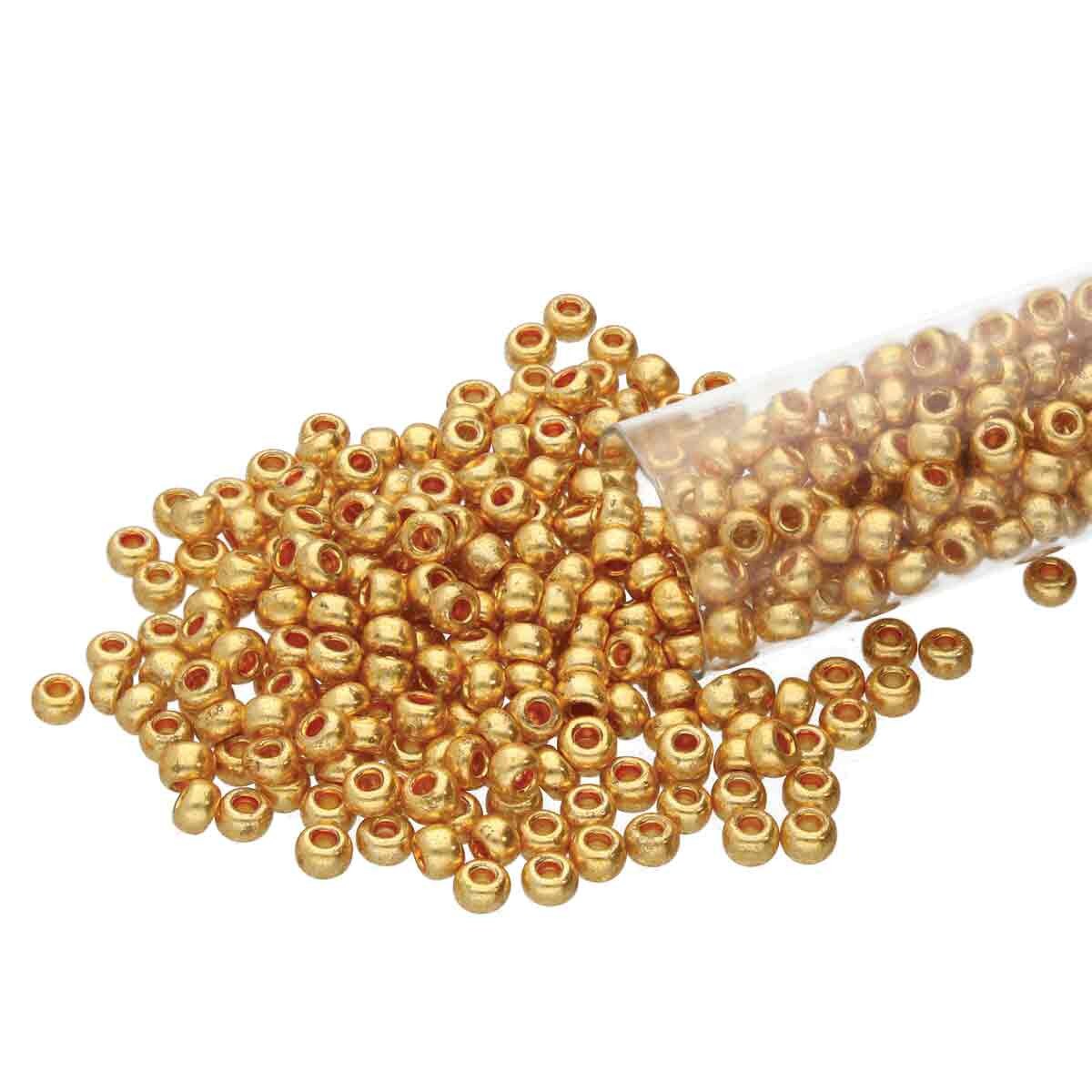 8/0 Czech Seed Beads - Gold Metallic (Color #18304) 22 Gram Tube