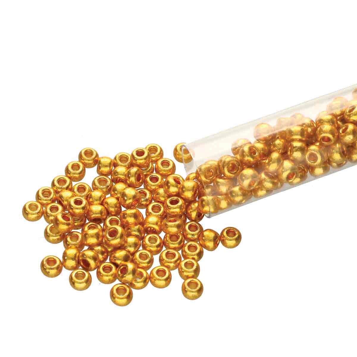 8/0 Czech Seed Beads - Gold Metallic (Color #18389) 22 Gram Tube