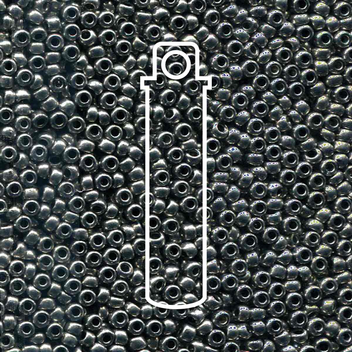 8/0 Czech Seed Beads  - Metallic Dark Silver (Color #18542) 22 Gram Tube