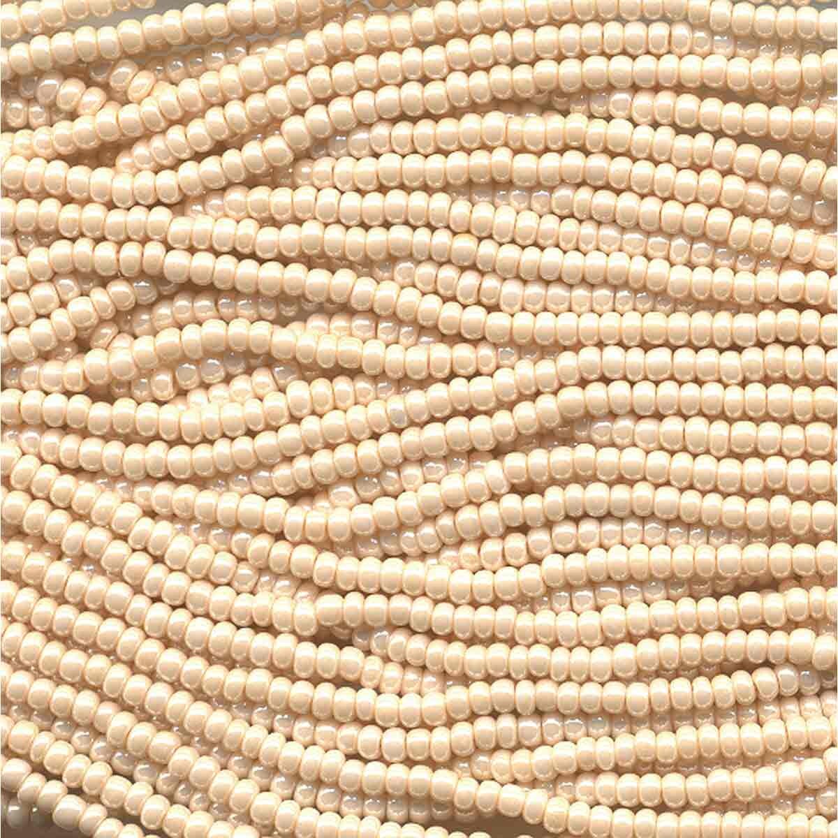 8/0 Preciosa Czech Seed Beads - Eggshell (Color #46112) - 6 String Hanks, 43 Grams