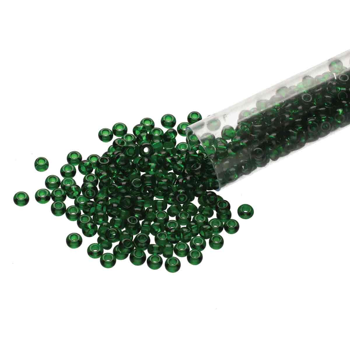 8/0 Czech Seed Beads - Green Transparent (Color #50060) 22 Gram Tube