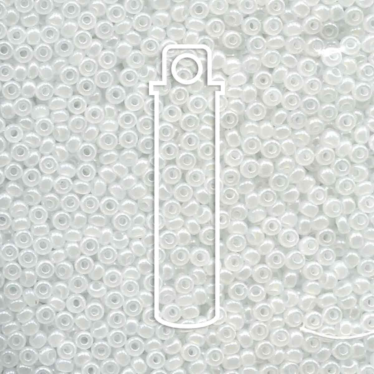8/0 Czech Seed Beads - White Pearl (Color #57102) 22 Gram Tube