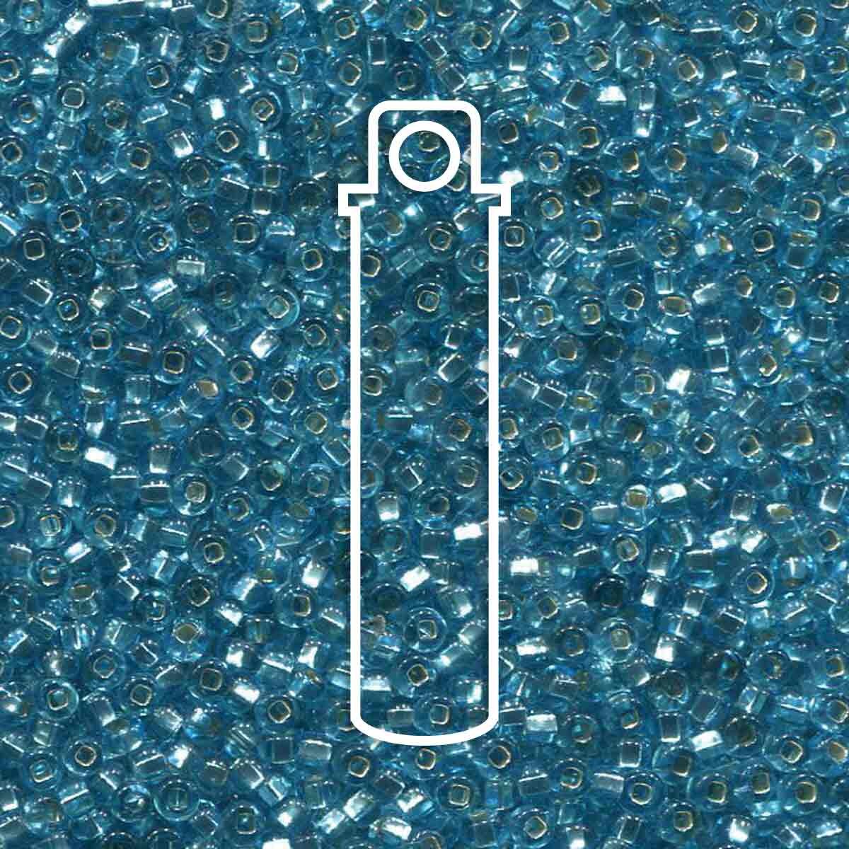 8/0 Czech Seed Beads - Light Aqua Silver Lined (Color #67000) 22 Gram Tube