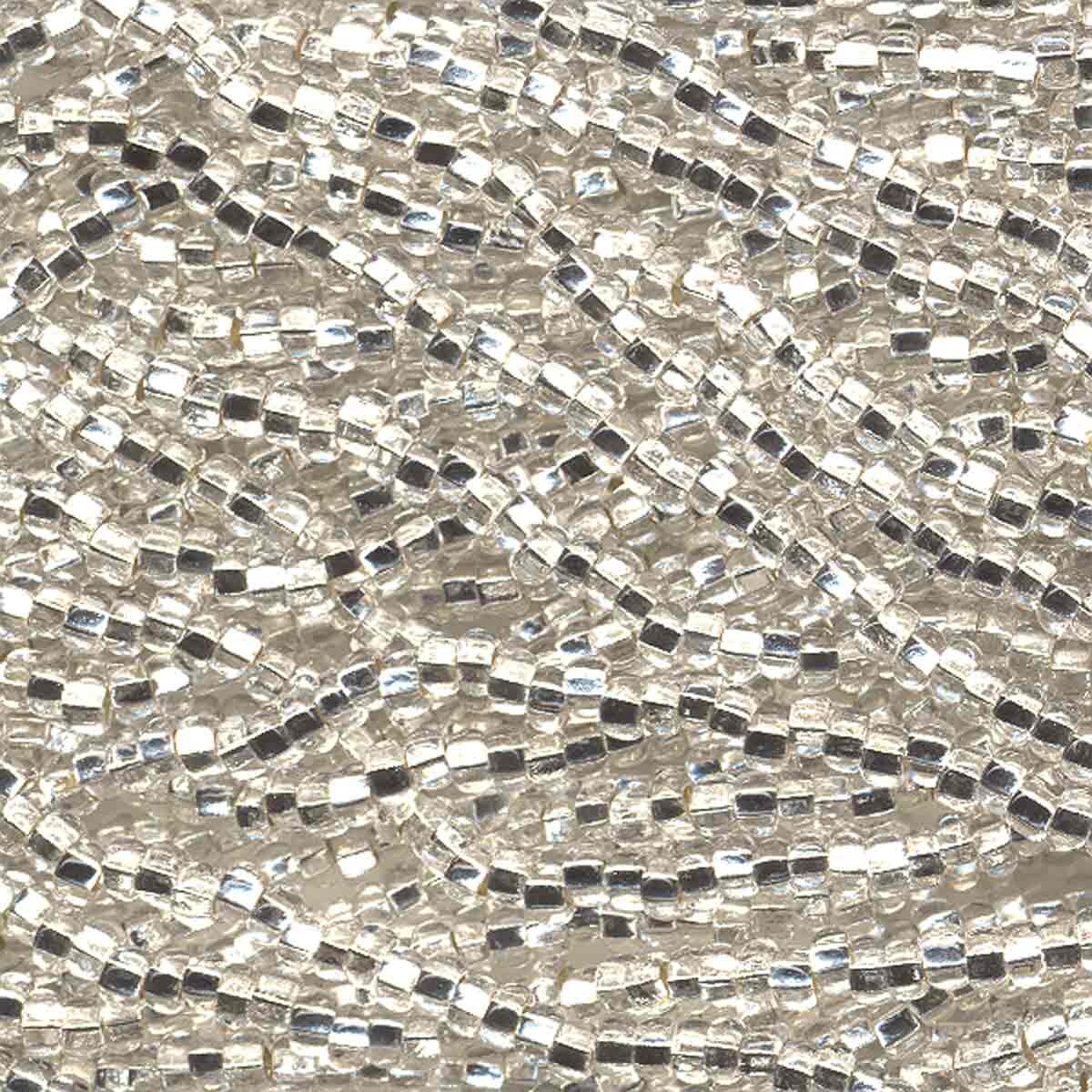 8/0 Preciosa Czech Seed Beads - Crystal  Silver Lined (Color #78102) - 6 String Hanks, 41 Grams