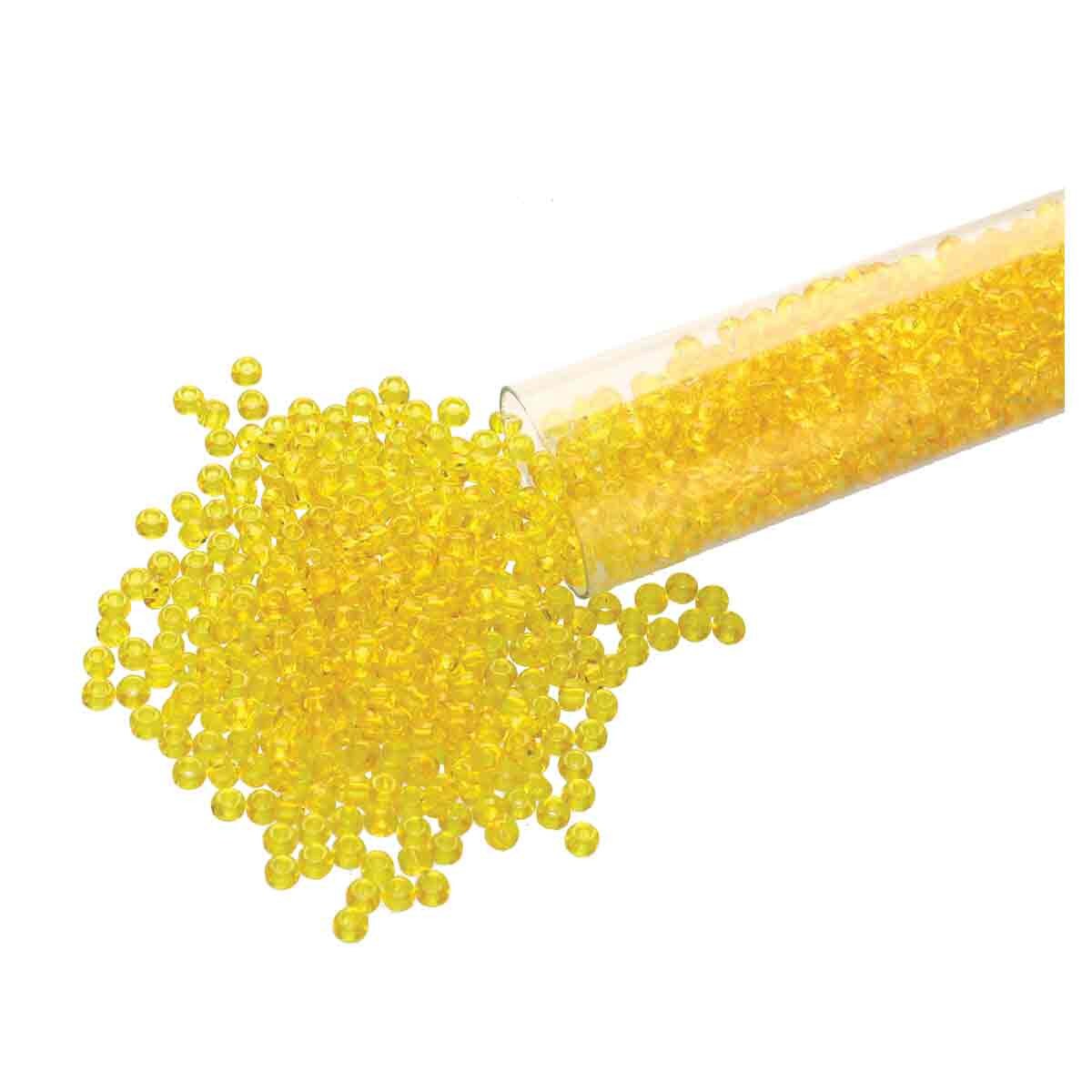 8/0 Czech Seed Beads - Yellow Transparant (Color #80010) 22 Gram Tube