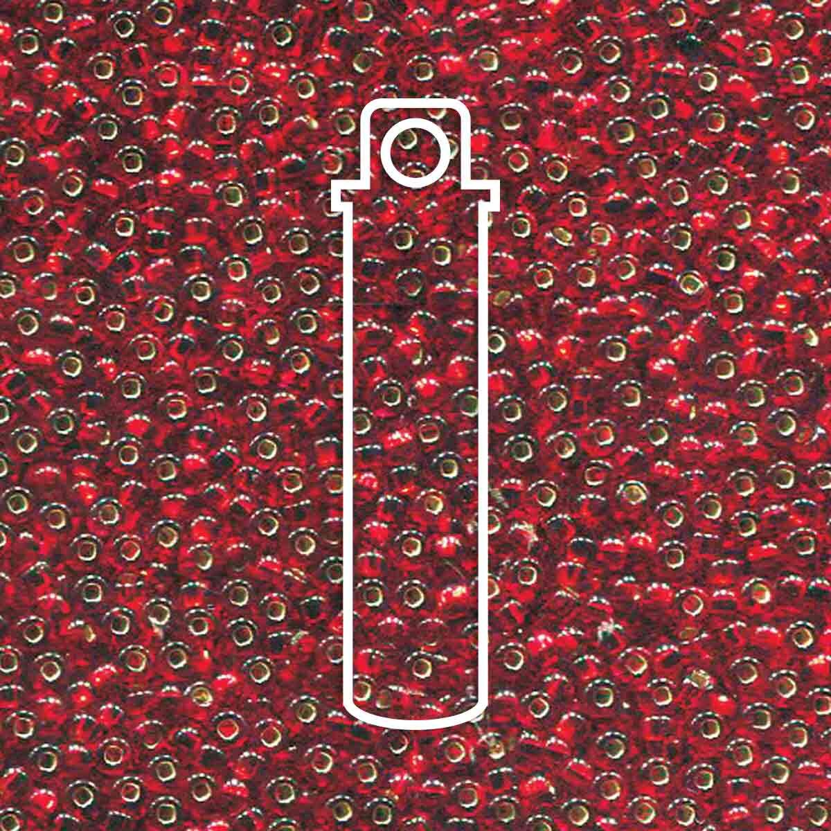 8/0 Czech Seed Beads - Ruby Silver Lined (Color #97090) 22 Gram Tube