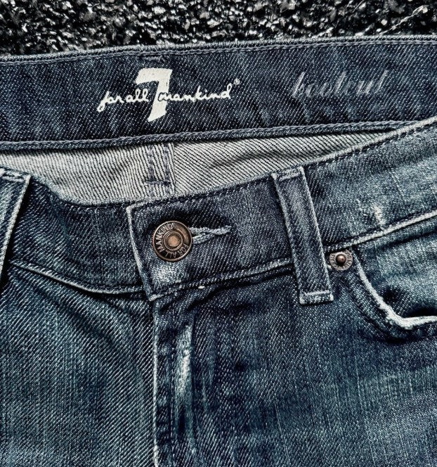 7 For All Mankind Women's Distressed Bootcut Jeans, Low Rise, Size 29