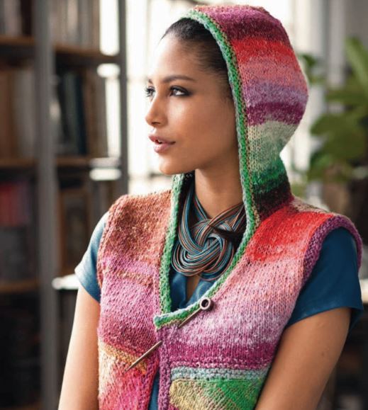 A Noro Taiyo Pattern - Sleeveless Colorblock Hoodie #13 (PDF)