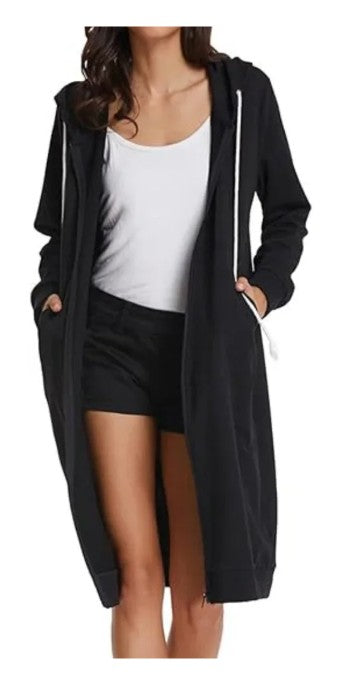 Grace Karin Women's Casual Zip up Hoodie Tunic, Black, Size L