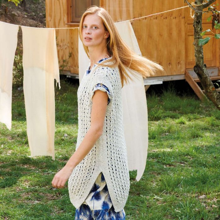 A Katia Summer Tweed Pattern - Long Lace Vest (PDF) - FREE with Katia Summer Tweed Purchases