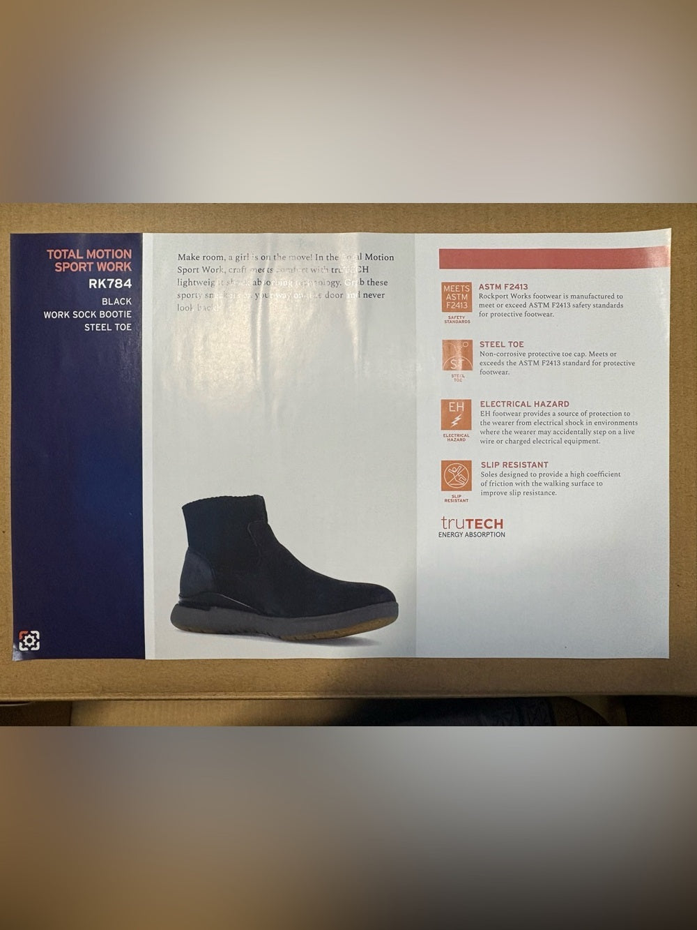 NIB, Rockport Women's Pulse Tech Work Safety New w/ Box Size 9.5 W, Color: Black