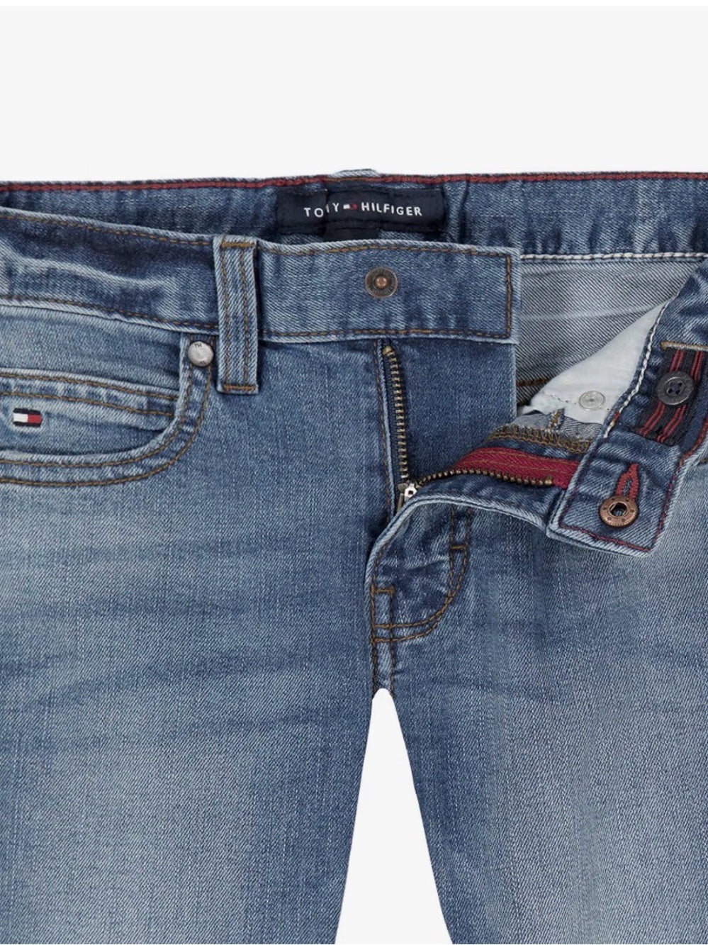 NWT, Tommy Hilfiger Boys' Straight Fit 5-Pocket Stretch Denim Jean Size: 12