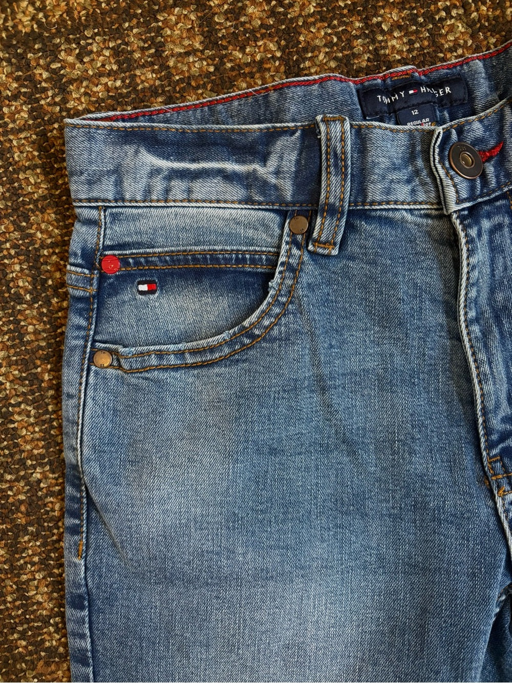 NWT, Tommy Hilfiger Boys' Straight Fit 5-Pocket Stretch Denim Jean Size: 12
