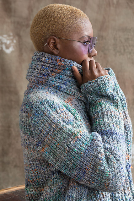 Long Ribbed Cardi A Noro Kiso Pattern - Long Ribbed Cardi knitting pattern on sale at Little Knits