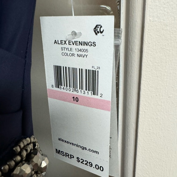 NWT Alex Evenings Women's Slimming Short Ruched Dress with Ruffle Size 10