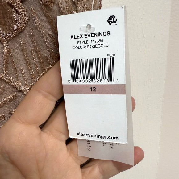 Alex Evenings Women's Short Knee Length Floral Embroidered Cocktail Sheath Dress