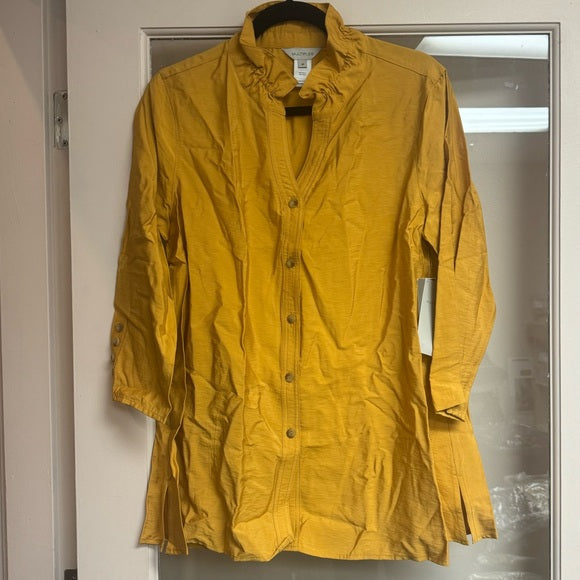 New w/ Tags Multiples Women's Quarters Sleeve Wire Collar Y-Neck in Amber Size M