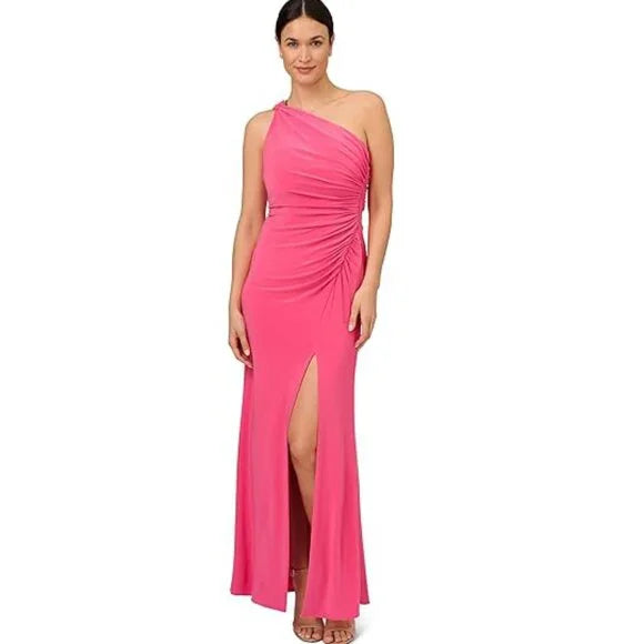 Adrianna Papell Women's ONE Shoulder Jersey Gown, Size 16 US