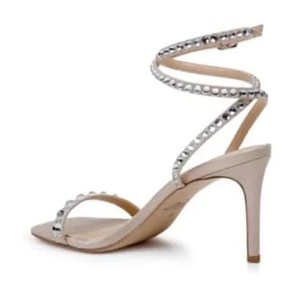 Jewel Badgley Mischka Hosana Stiletto w/ Gemstone Strap Size 10