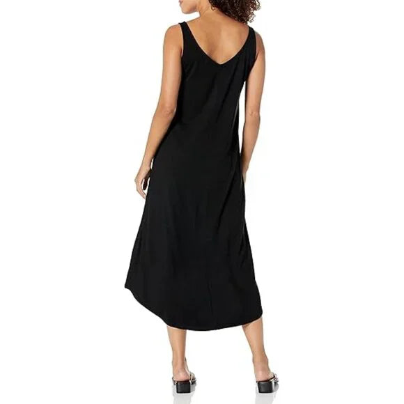 NWT NIC+ZOE Women's Double V Tank Dress Black Onyx Size L